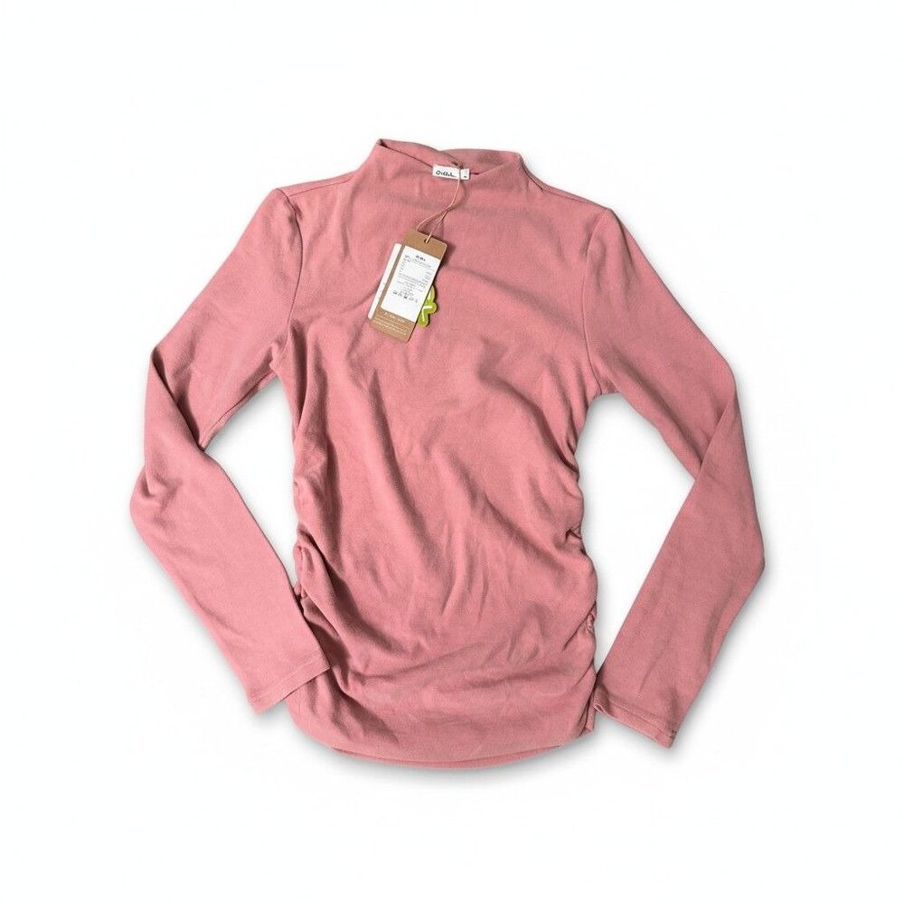 $55 Retail OGL Move Mock Neck Ruched Top Pink Medium NWT Eco-Mousse